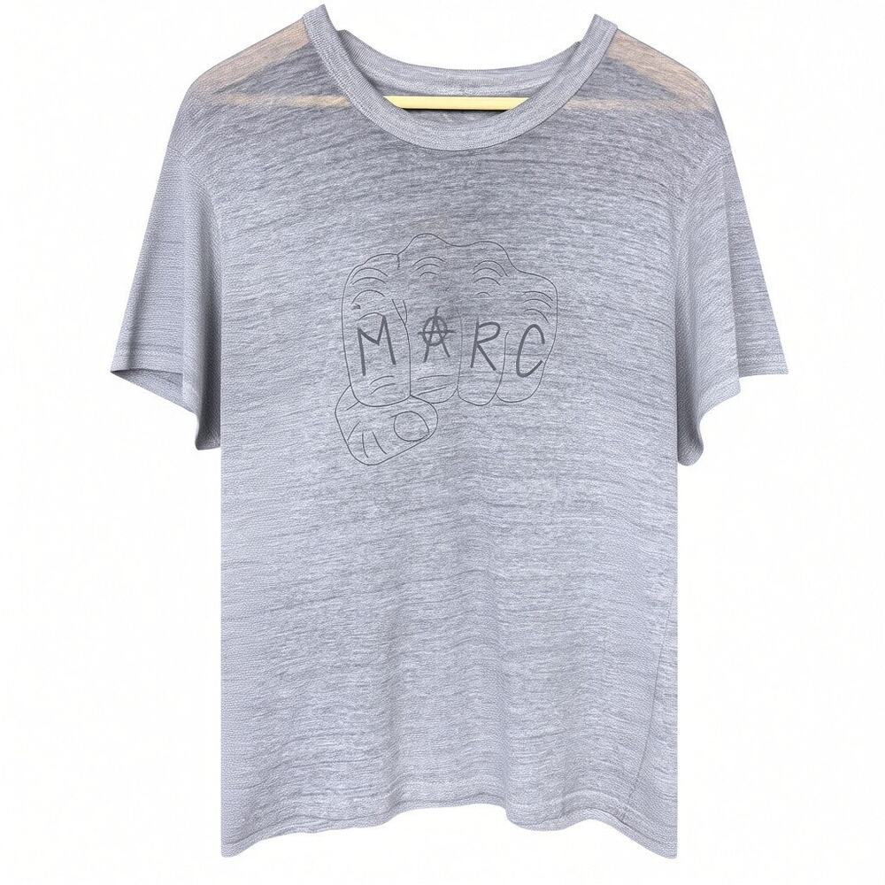 Marc by Marc Jacobs Anarchy Fist Men's Large Gray T-Shirt Cotton Stretch Luxury